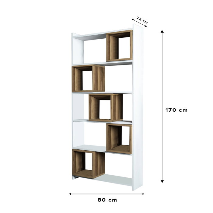 Hanah Home Estantería Moderna Blanco y Nogal Hanah Home Estantería Moderna Blanco y Nogal